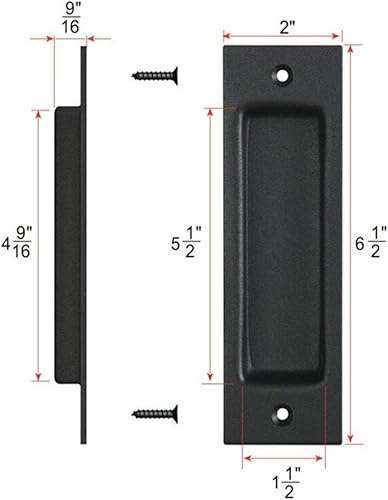Miniatura 4 de Nueva manija empotrada de 6.5 pulgadas para puerta corrediza de granero, puerta de bolsillo y puerta de armario, rectangular negro mate