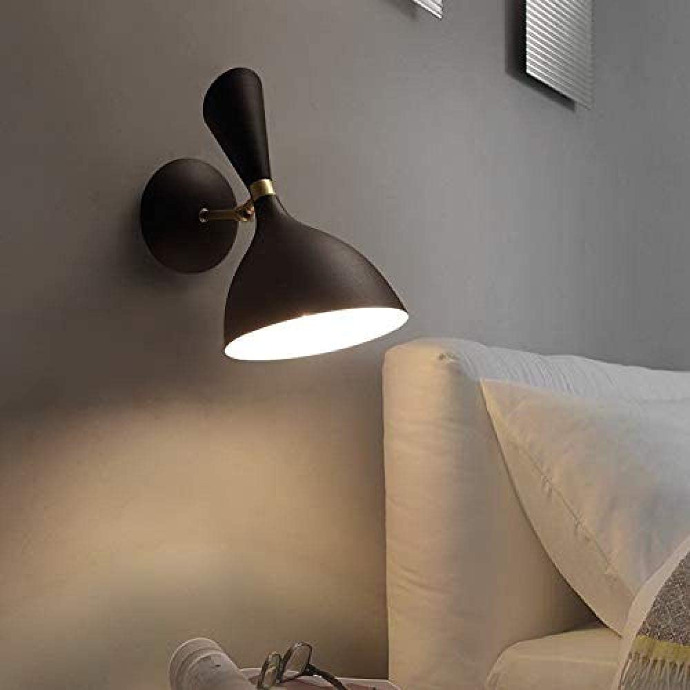 Novedad Lámpara de Pared, Pantalla Interior Blanco? Negro Led Interior Espejo de Baño Luz de Escalera Lámpara de Noche Lámpara de Dormitorio Lámpara de Dormitorio E27 Luz 110V-220V Negro