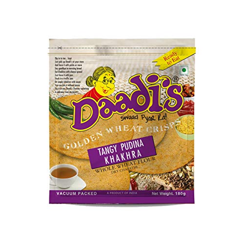Image of Daadi's Golden Wheat Crisps Tangy Pudina Khakhra (Pack of 3)