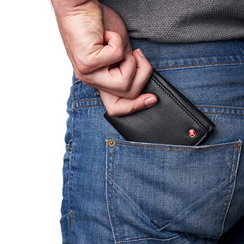 Alpine Swiss Men's Leon RFID Trifold Pocket Wallet – Genuine Leather Wallet for Men, Slim Design with ID Window & Multiple Card Slots, Classic RFID Safe Pocket Wallet in gift box4