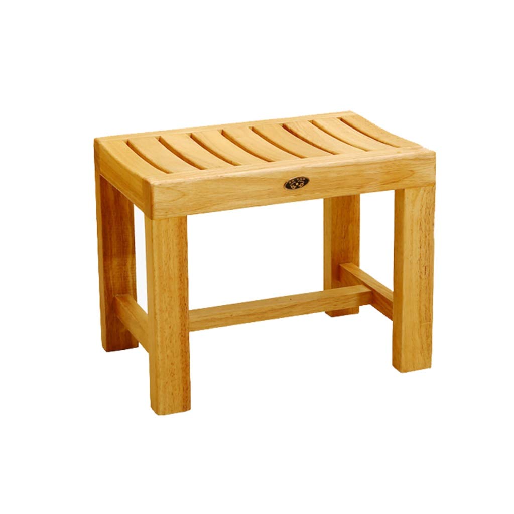 Shower Stool Bathroom Waterproof Non-slip Safety Stable Comfort Bath Chair Change Shoes Stool Elderly/Handicapped/Pregnant Solid Wood Bath Stool Curved Surface Chair Max. 250kg (