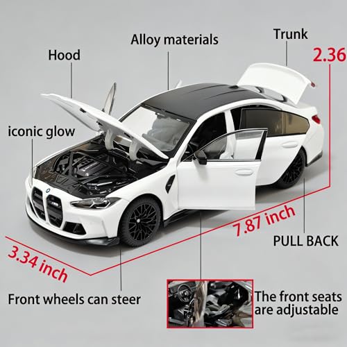 Modelo de auto BMW M3 1:24 color blanco metal miniatura 5