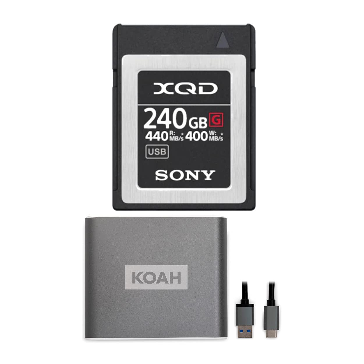 Sony 240GB XQD G Series Memory Card with Koah Pro USB 3.1 TypeC XQD