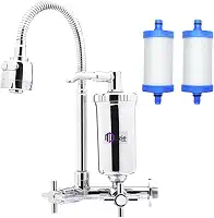 Torneira Com Filtro Cozinha Parede Gourmet Abs Bica Flexível Móvel Acionamento 1/4 de Volta 2 Modos de Jato + 1 Refil Extra (C33)