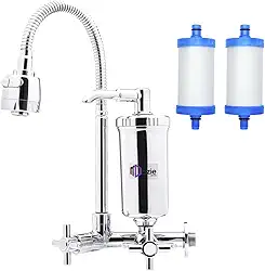 Torneira Com Filtro Cozinha Parede Gourmet Abs Bica Flexível Móvel Acionamento 1/4 de Volta 2 Modos de Jato + 1 Refil Extra (C33)