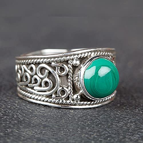 Malachite Ring, Wide Band, Gemstone 
