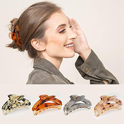 Cobinaan Claw Hair Clips Tortoise Banana Barrettes Celluloid French Design Celluloid Leopard Print Fashion Accessories For Women Girls thumb #1