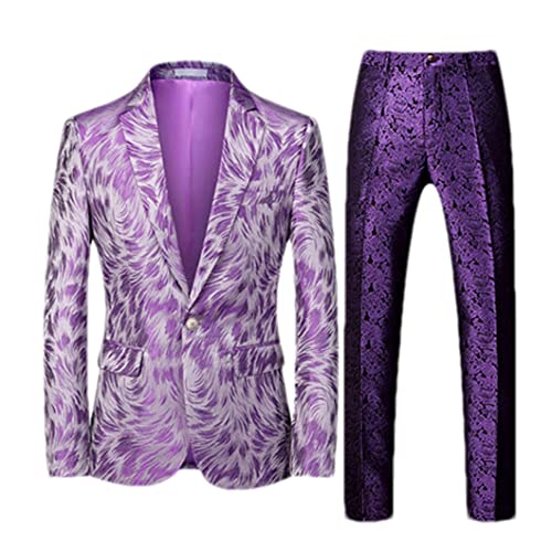 Business Anzug 2 Sets Herren Slim Dress Mantel und Hose Große Größe Kostüm Violett Asiatisch 6XL is Eur 4XL