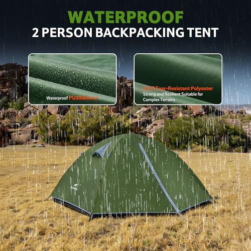 Image of Naturehike Bleik-A 2-3 Person Camping Tent, Waterproof Double Layer Lightweight Backpacking Tents for Camping