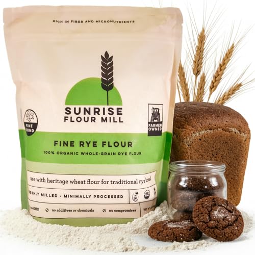 Sunrise Flour Mill Organic Fine Rye Flour | 2 LB | Rye Flour...