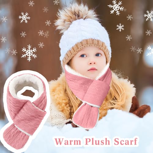 4 Pcs Kids Fleece Scarf Toddler Winter Warm Knitted Scarves for Girls Boys Adjustable 3-6 Unisex Cold Weather Gift4