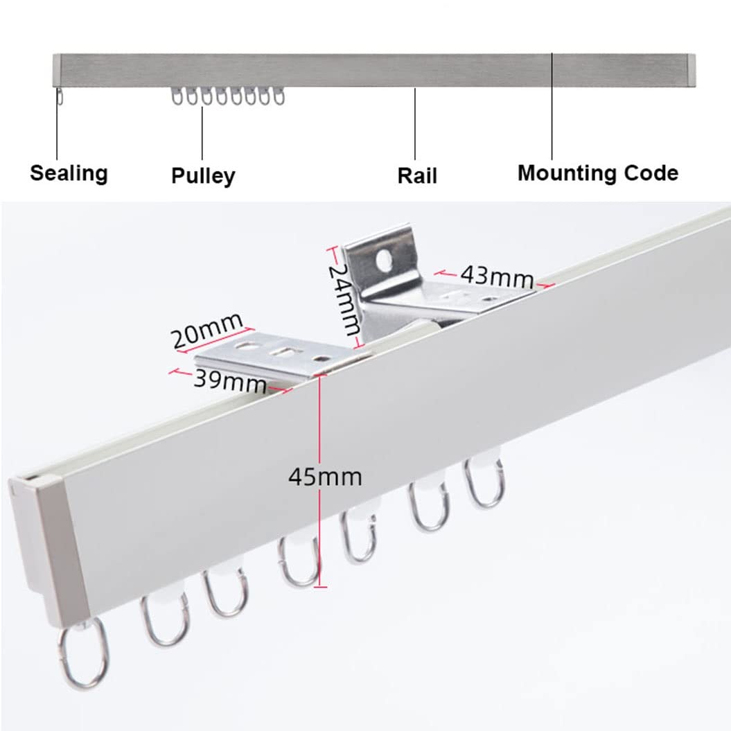 Vorhangschiene Länge 100-300 cm, Aluminium Gardinenstange für Decke oder Wand, für ihre Gardinen, Trennwand und Balkon (Color : Wall Mounted, Size : 1M(3.3FT))