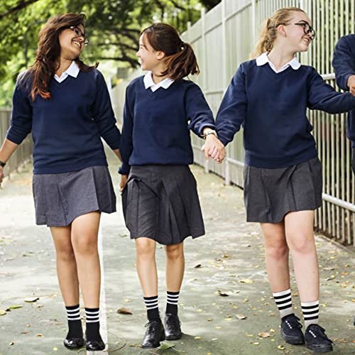 Ultrafun 5 Pairs Unisex Stripe Crew Socks Breathable Athletic Sports Gym School Casual Quarter Ankle Socks for Men Women3