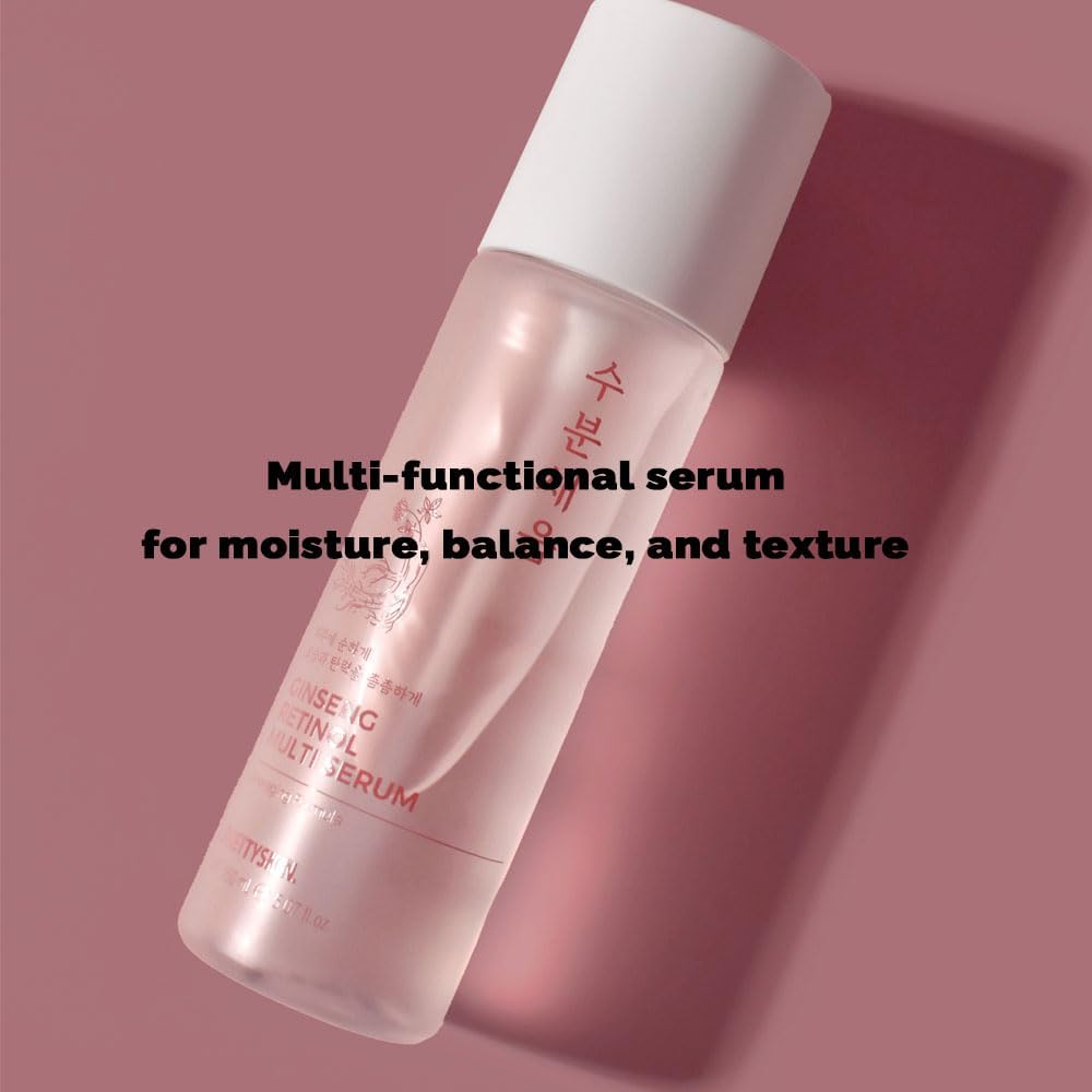 PRETTYSKIN Red Ginseng & Retinol Nourishing Facial Serum – 4-in-1 Toner, Emulsion, Serum & Cream | Moisturizing Daily Korean Skincare for Dry & Sensitive Skin 5.07fl oz (Ginseng) - Image 6
