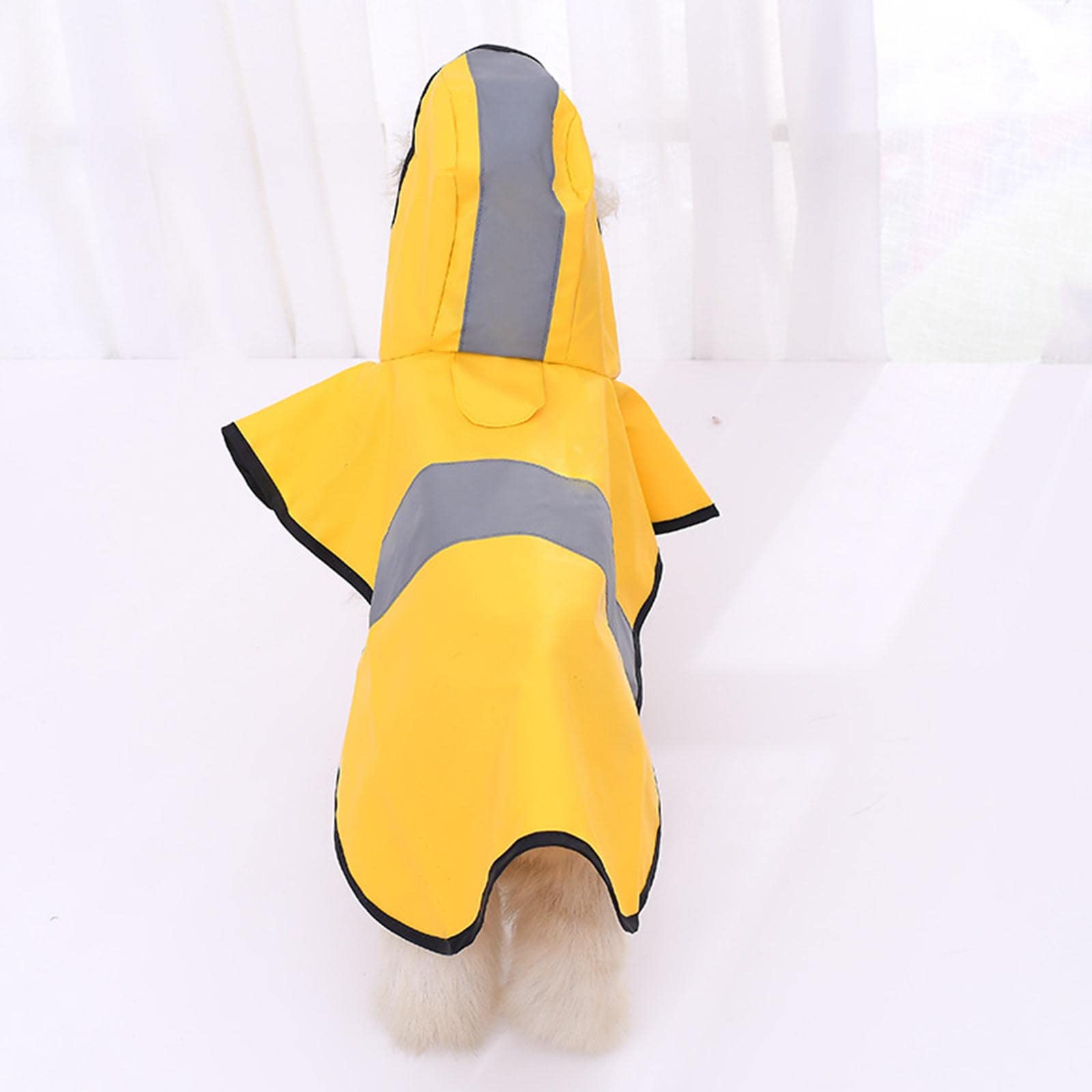 JUSHZ Impermeabile Cane Impermeabile per Cani Taglia Grande Taglia Media Taglia Piccola Poncho con Cappuccio Striscia Riflettente (S,Yellow)