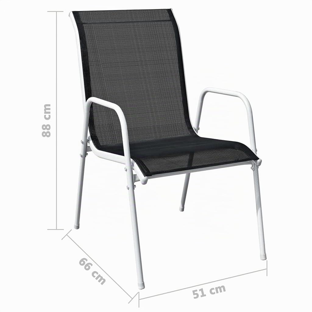 vidaXL Sedie da Giardino Impilabili 2 pz in Acciaio e Textilene Nere