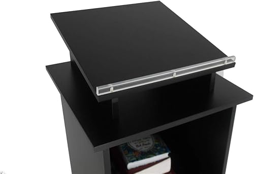 Miniatura 6 de FixtureDisplays® Podio de madera negra atril púlpito Evento Debate Escuela Móvil sobre ruedas Ruedas Fácil montaje requiere Viene con videos