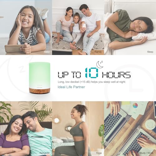 Image of ASAKUKI Plastic 300Ml Essential Oil Diffuser, Quiet 5-In-1 Premium Humidifier, Natural Home Fragrance Aroma Diffuser With 7 Led Color Changing Light And Auto-Off Safety Switch-Yellow