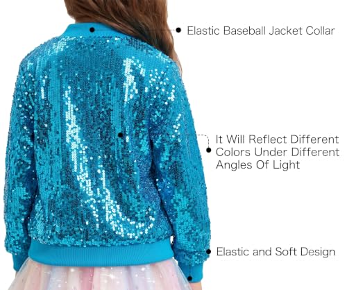 Image of Girls Sequin Bomber Jacket Sparkly Bomber Zipper Outfit 5-12T | Lightweight Sequin Jackets with Pockets