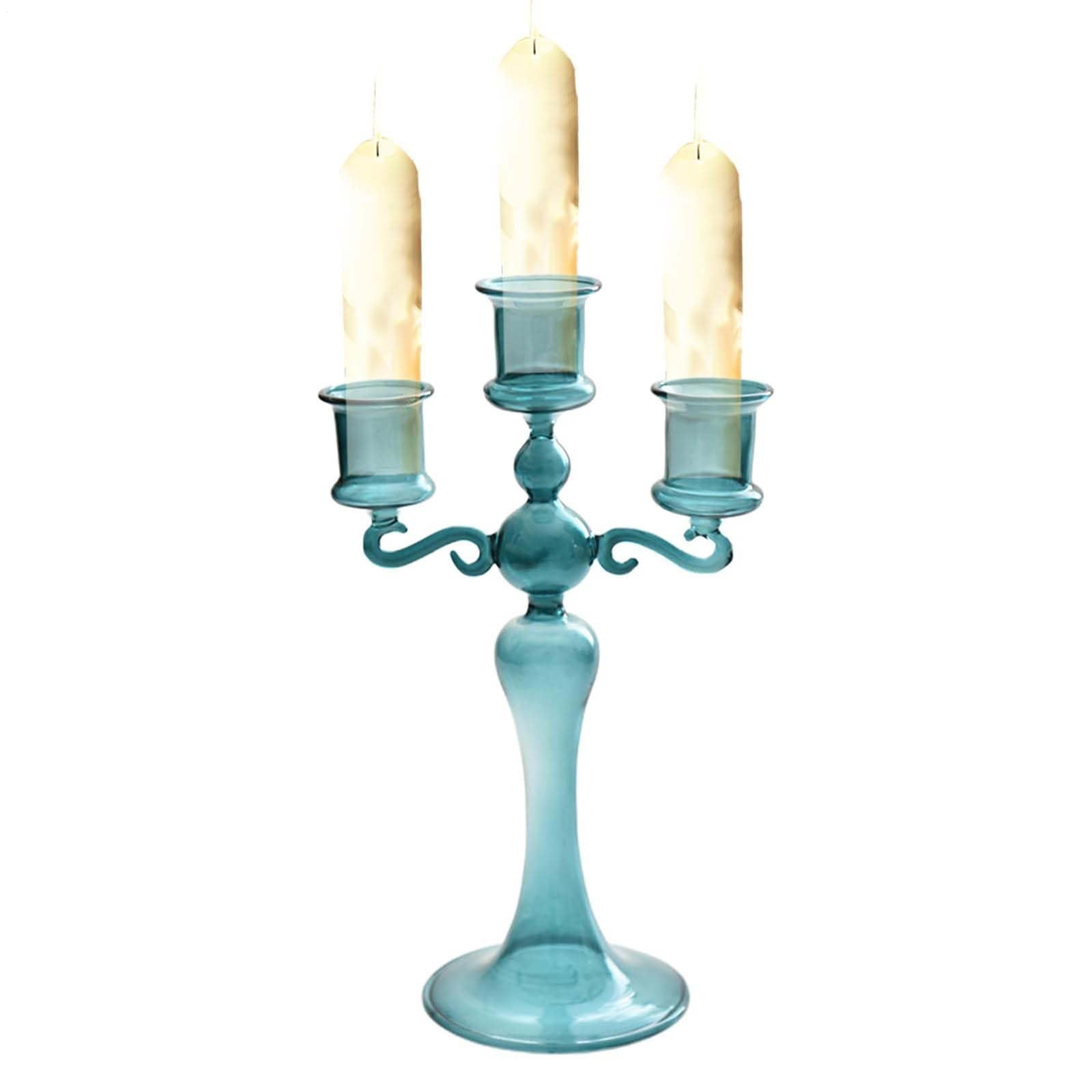 Portacandele A Tre Bracci – Supporto In Cristallo, Base Traslucida | Elegante Decorazione Per La Tavola Delle Feste, Raffinato Elemento D'arredo Per Ricevimenti(A)