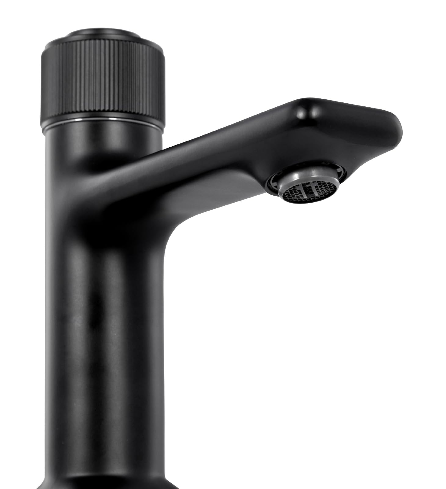 aquaSu® 799140 Lauri - Grifo para lavabo (con mango giratorio, válvula desplegable, cartucho de cerámica, fijación sin herramientas, núcleo de latón), color negro