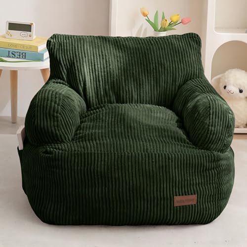 Image of MAXYOYO Kids Bean Bag Chair, Stuffed Bean Bag Sofa, Dark Green, Standard