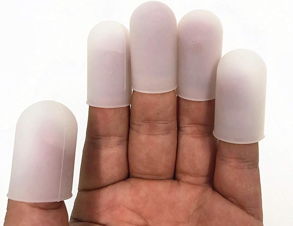 Fliyeong Premium Quality Silicone Finger Guards Finger Protectors Large Finger Guards to Protect Skin Nails with Cracked Fingers Finger Protection Cover 10 Pcs Silicone Finger Protectors