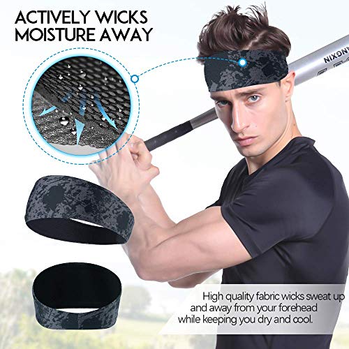 Foto von Sport Stirnband für Herren 4 Stück,Schweißband und Stirnband Sport Feuchtigkeitstransport Workout Schweißbänder für Laufen, Cross Training, Yoga und Fahrradhelm