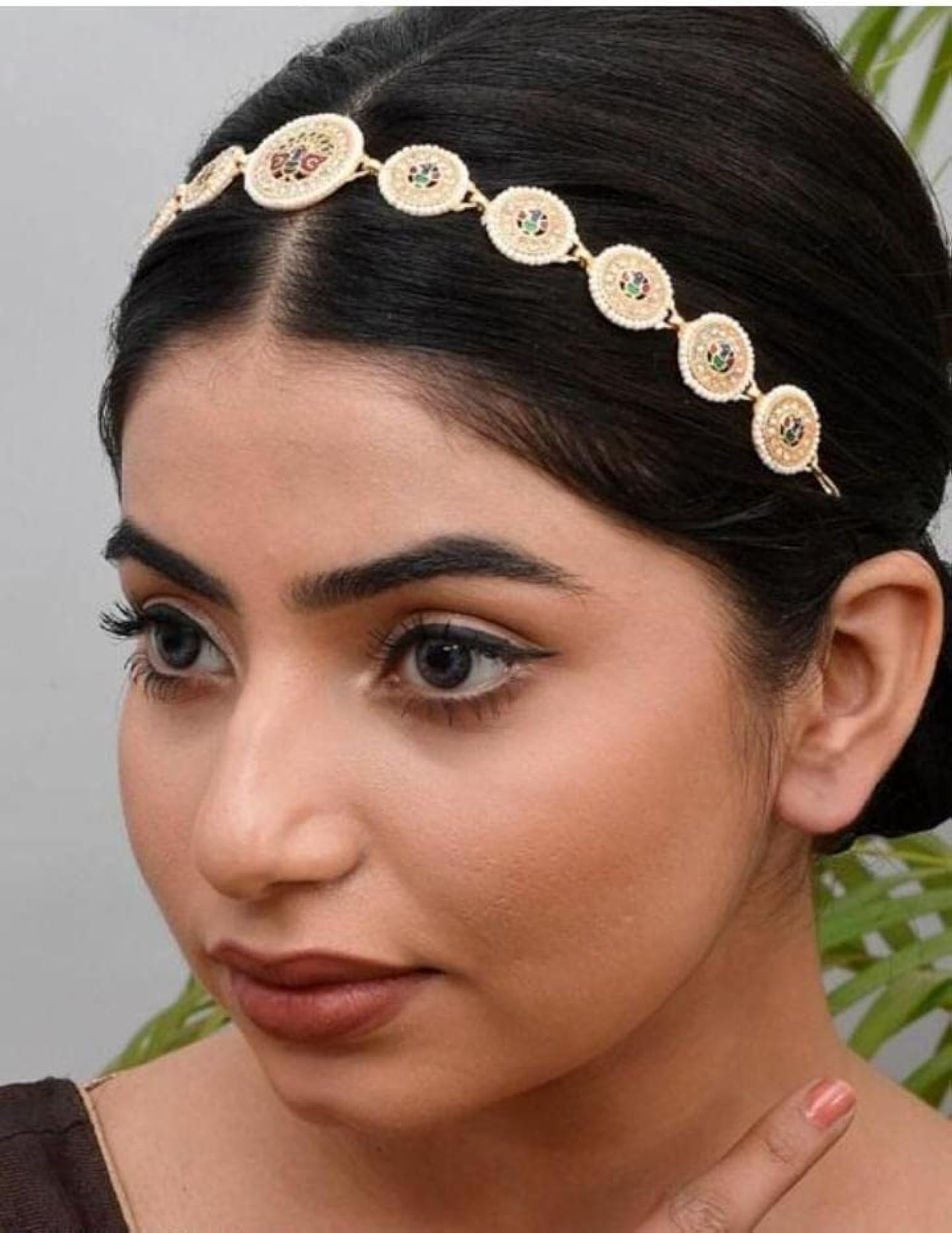 Gold Plated Rajasthani Traditional Kundan Peacock Mathapatti