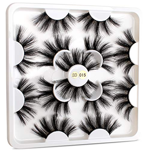 8D False Eyelashes,Mink Eyelashes,Natural Eye Lashes for Women,7 Pairs Reuseable Fake Wispies Eyelashes, Lashes Extension Supply Kit