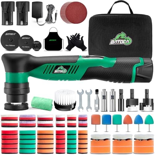 BATOCA S5 Mini Poliermaschine Auto Akku Rotations & Exzenter Polierer Klein | Autopoliermaschine Kleine mit 2 12V 2Ah Batterie 25/50/75mm Polierteller für die Autodetailing Scheinw