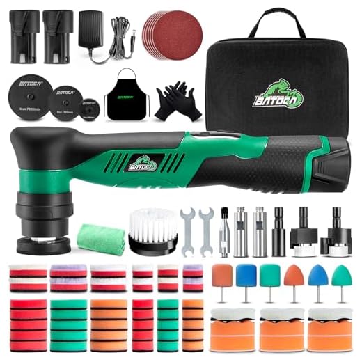 BATOCA S5 Mini Akku Poliermaschine, Rotations und Exzenter Poliermaschine, Auto Polierer Set mit 2 12V 2.0Ah Batterie, 25mm/50mm/75mm Polierteller, für die Autodetailing, Scheinwerfer Aufbereitung Set