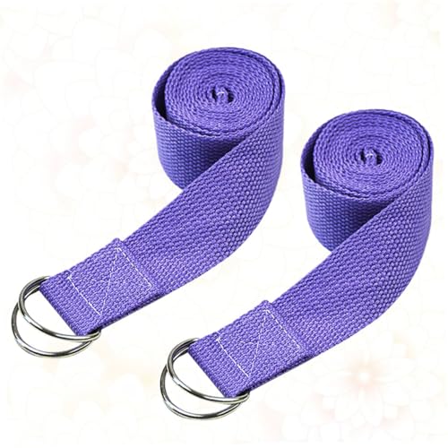 SUPVOX 2pcs Polyester Cotton Yoga Stretch Bands with Buckle Elastic Fitness Exercise Straps for Flexibility Improvement and Body Shaping Lightweight