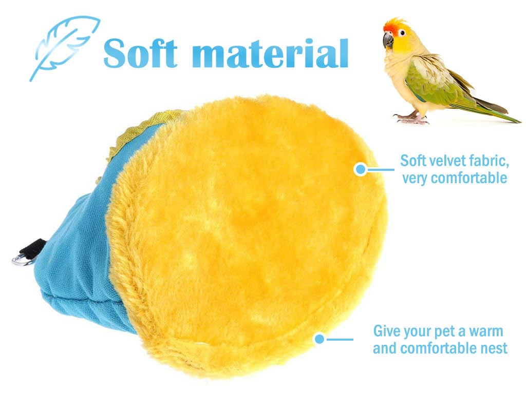 Kellegour Pack of 2 Parrot Nest Plush Hammock, Winter Warm Bird Nest House, Plush Cage Winter Hammock - Image 3