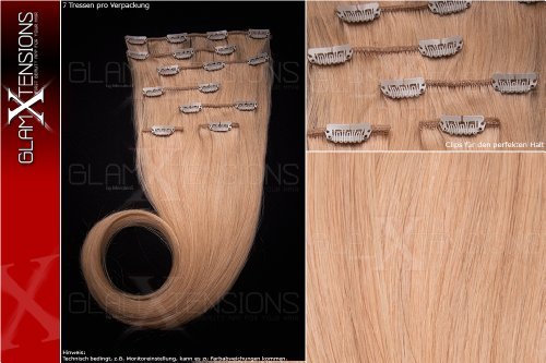 Remy Clip In Extensions 7 teiliges Set 70g Haare 60cm Mittelblond Nr. 24 100% indisches Echthaar Clip-In Echthaar Haarverlängerung Haarverdichtung