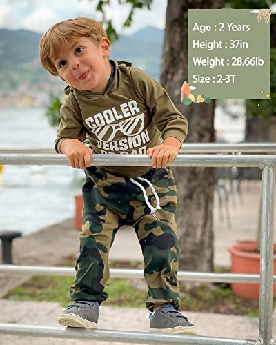 ZOEREA Toddler Baby Boys Clothes Letter Printed Hoodie Sweatshirt Tops+Camouflage Long Pants 2PCS Outfits Set - Thumbnail 2