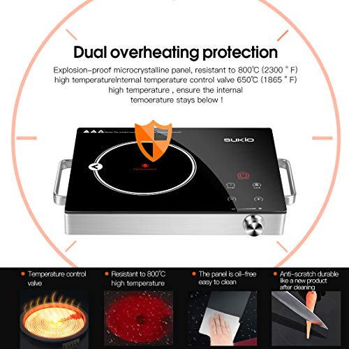 Electric Ceramic Cooktop,Cooker stove with Timer Temperature Control