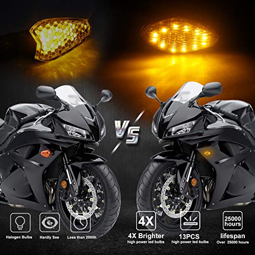 NTHREEAUTO LED Smoked Flush Mount Motorcycle Turn Signals #TOP24