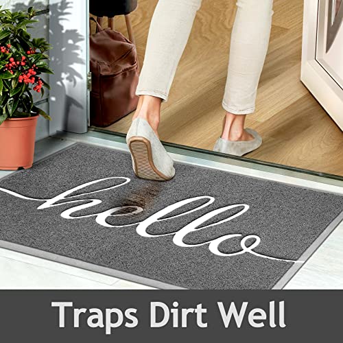 Softduo Door Mat 36"X 24" Grey Welcome Mat Easy To Clean Indoor Door Mats Outdoor Low Profile Front Floor Doormat Durable Entry Mat No Strong Odor Rugs For Entryway Patio Back Yard Door Rug #TOP5