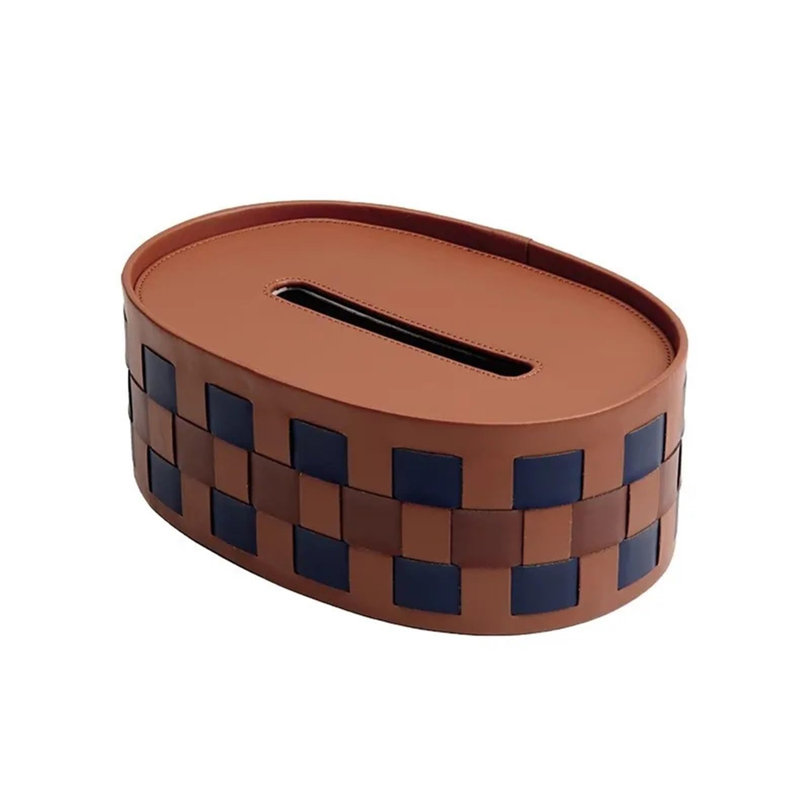 Porta Fazzoletti Scacchiera ellittica Porta fazzoletti in pelle PU Supporto da tavolo for la conservazione dei a distanza(T12C)