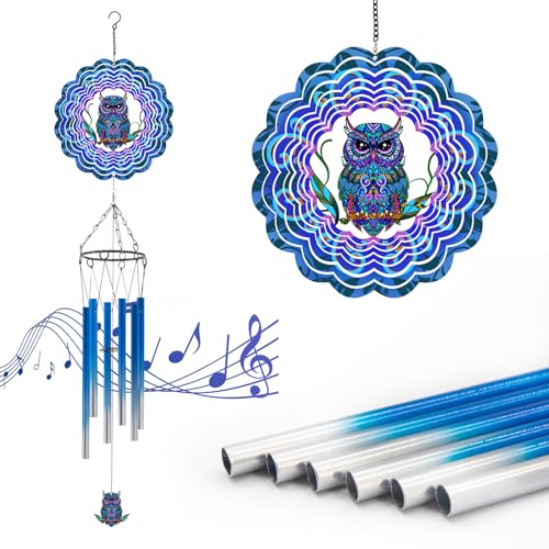 Mum Gifts for Mothers Day, Owl Gifts for Women, Garden Ornaments outdoor Metal Wind Chimes for Garden Decorations Presents for Mum, Birthday Gifts for Women, Mum, Grandma