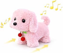 Walking Dog Toy with Music for Kids | Cute Plush Musical Puppy | Battery Operated Walking & Barking Dog Toy for Boys & Girls | Soft Interactive Pet Toy Gift for Kids (Pink Dog)