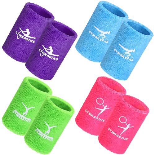 Blosssound 4 Pairs 3.9 Inch Gymnastics Sports Wristbands for Kids Wrist Sweatbands Polyester Cotton
