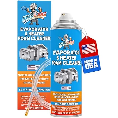 HVAC LABS Evaporator and Heater Foam Cleaner, Removes Odors, Car AC Vent Cleaner Contaminants & Inanimate Allergens, Air Vent AC Coil Cleaner for Cars, Trucks, Vans & RVs, 19 oz Cover