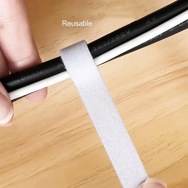 Miniatura 7 de 1 paquete de rollo organizador de cables ajustable  9.8 ft (118.1 pulgadas) correa de gestión de cables reutilizable para escritorio y enrutamiento