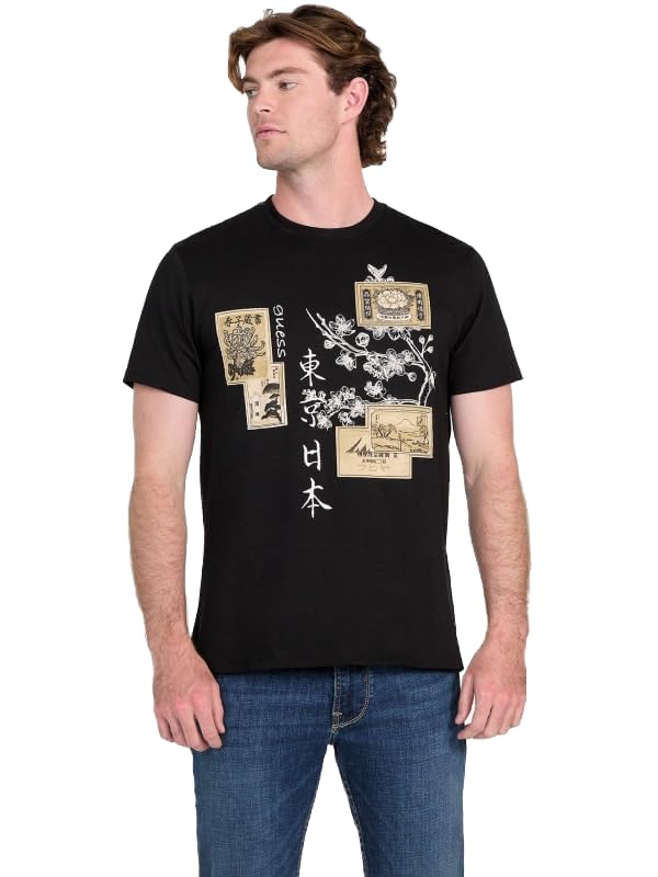 T-Shirt Noir Corvin Guess Homme XL en Coton Écologique à Manches Courtes