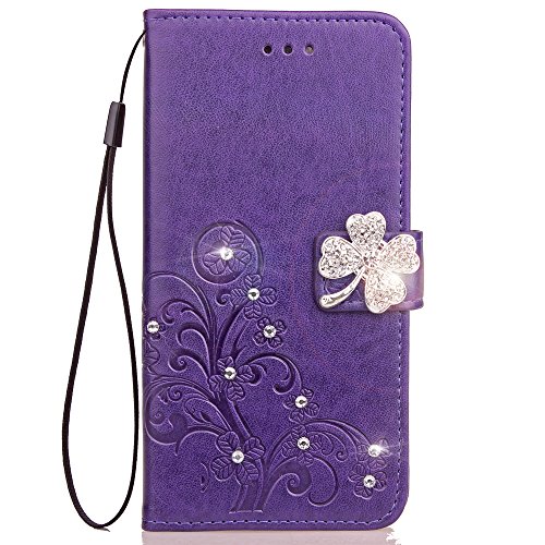 Preisvergleich Produktbild Docrax LG G7 Handyhülle, Hülle Leder Case mit Standfunktion Magnetverschluss Flipcase Klapphülle kompatibel mit LG G7 - DOSDA091058 Violett