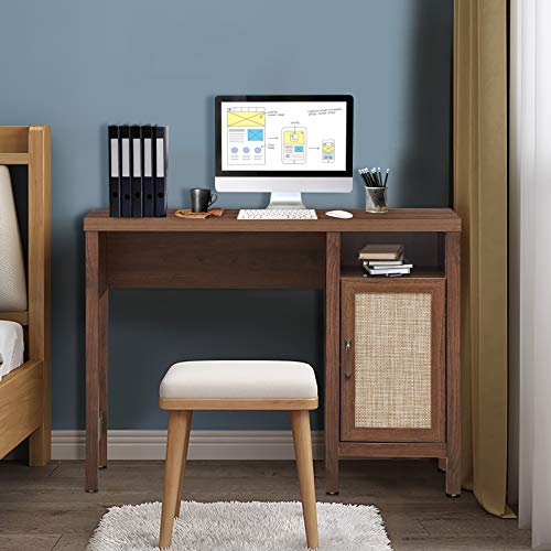 Tangkula Computer Desk With Storage Cabinet, Rustic Wooden Writing Desk Study Desk With Metal Handle, Compact Computer Desk Workstation Laptop Pc Desk For Home Office, Walnut #TOP1