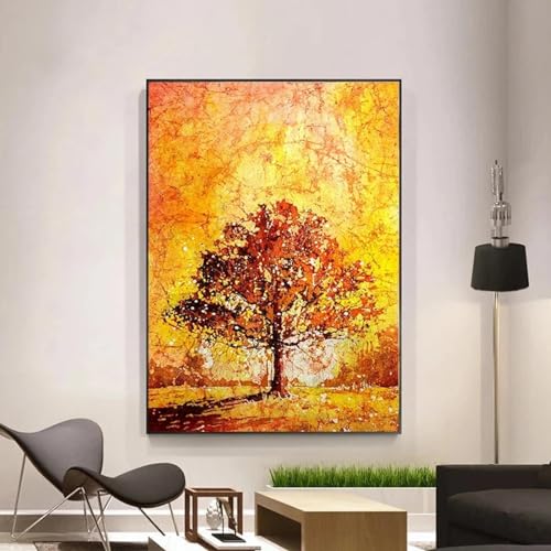 Tableau arbre doré texturé de qualité supérieure avec cadre interne