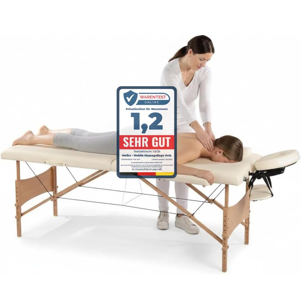 Melko Mobile Massageliege Massagetisch Beige Massagebank 2 Zonen Behandlungsliege Therapieliege Tattooliege